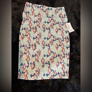 LuLaRoe Cassie Pencil Skirt XS Mint Blue Coral Geometric NWT | Bundle & Save